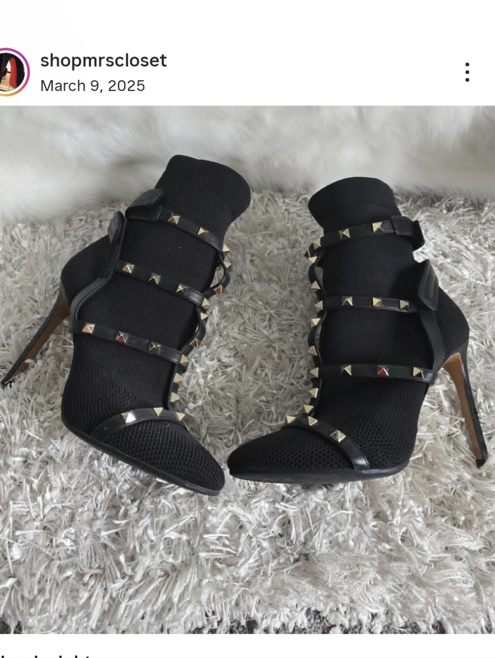 Valentino Garavani Black Rockstud Strappy Stiletto Booties
